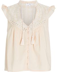 SECRET MISSION Kendra Pintuck Crepe Blouse in Natural | Lyst