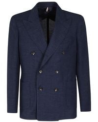 Santaniello - Double Breasted Slim Wool Linen Jacket - Lyst