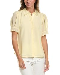 Cece - Scallop Contrast Trim Button Down - Lyst