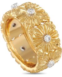 Buccellati 18k Yellow 0.18 Ct Diamond Flower Band Ring - Metallic
