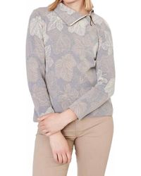 Dolcezza - Leaf Print Long Sleeve Knit Pullover - Lyst