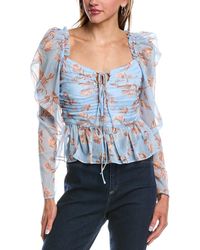 REVERIEE - Pleated Chiffon Top - Lyst