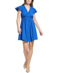 Calvin Klein - Flutter Sleeve Short Fit & Flare Dress - Lyst