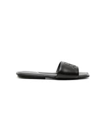 Courreges - Logo Patch Leather Slide Sandals - Lyst
