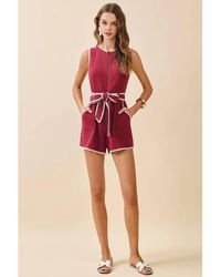 TCEC - Triangle Embroidery Stitch Detail Romper - Lyst