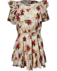 LoveShackFancy - Natasha Floral Printed Mini Dress - Lyst