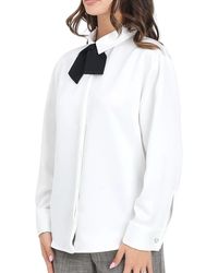 SIMONA CORSELLINI - Refined Shirt With Detachable Bow Tie And Satin Finish - Lyst