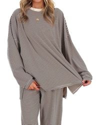 Things Between - Well Defined Stripe Fleece Oversized Top - Lyst