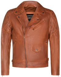 Infinity Leather - Cross Zip Leather Biker Jacket - Lyst