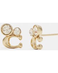 COACH - Signature Crystal Cluster Stud Earrings - Lyst