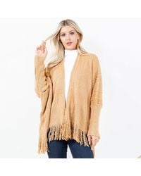 TRUEDAMES - Cozy Open Front Rhinestone Sequin Sparkle Fringe Trim Kimono Poncho - Lyst