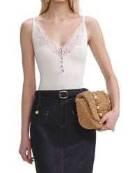 Self-Portrait - Ribbed Top With Lace Trim - Lyst