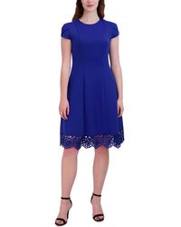 Donna Ricco - Lace Trim Cap Sleeve Midi Dress - Lyst