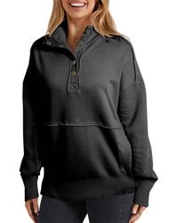 Shewin - Snap Collar Cozy Sweatshirt - Lyst