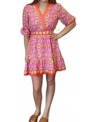 Fate - Gathered Sleeve Smocked Back Mini Dress - Lyst