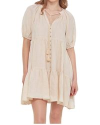 Dex - Button Front Tiered Mini Dress - Lyst
