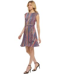 DKNY - Belted Midi Fit & Flare Dress - Lyst