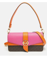 Michael Kors - Color Signature Coated Canvas And Leather Medium Greenwich Shoulder Bag - Lyst