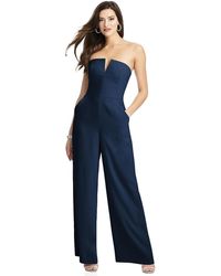 Dessy Collection - Strapless Notch Crepe Jumpsuit With Pockets - Lyst