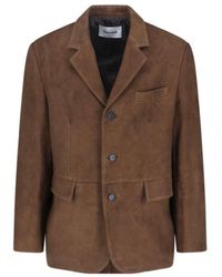 Tonywack - Single-Breasted Suede Blazer With Classic Lapel - Lyst