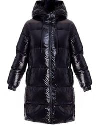 MICHAEL Michael Kors - Down Shiny Hooded Puffer Coat 3/4 Length With Insert Vest - Lyst