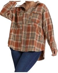 Umgee - Plaid Button Down Overshirt - Lyst