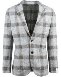 L.B.M. 1911 - Button Closure Check Jacket With Rounded Silhouette - Lyst