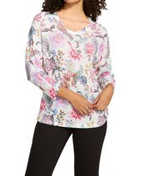Fdj - Floral Print Loose Fit Dolman Top - Lyst