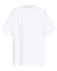 MM6 by Maison Martin Margiela - Casual Cotton T-Shirt With Crew Neck Design - Lyst