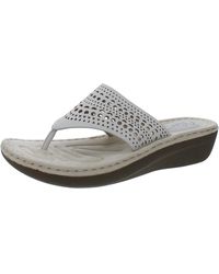 White Mountain - Compact Faux Leather Perforated Slide Sandals - Lyst