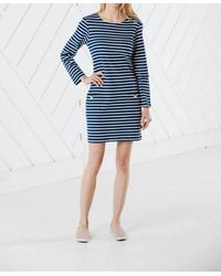 Sail To Sable - Stripe Long Sleeve Button Neck Dress - Lyst