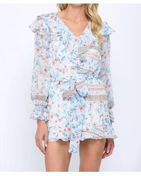 Fate - Floral Print Ruffle Romper - Lyst