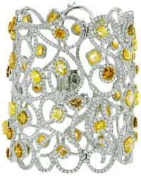 Diana M. Jewels - 18 Kt White Gold Diamond Bangle - Lyst