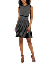 Anne Klein - Striped Knee Length Midi Dress - Lyst
