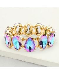Fashnzfab - Teardrop Glass Stone Cluster Stretch Evening Bracelet Ab - Lyst