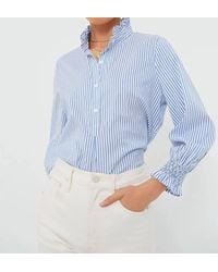 Fate - Stripe Pattern Ruffled Stand Collar Top - Lyst