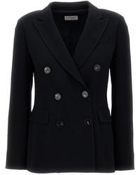 Alberto Biani - Double-Breasted Cady Blazer With Classic Lapel And Flap Pockets - Lyst