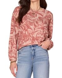 Democracy - Long Sleeve Embroidered Scoop Neck Top - Lyst