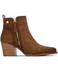 Xti - Block Heel Suede Ankle Booties - Lyst