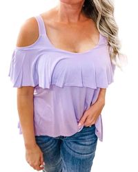 7Th Ray - High Low Ruffle Cold Shoulder Top - Lyst