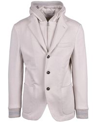 Eleventy - Fitted Blazer With Detachable Lapel And Casual Layering - Lyst