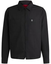 HUGO - Oversize-Fit Zip-Up Shirt With Stacked Logo Trim - Lyst