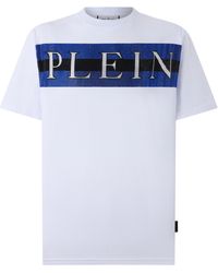 Philipp Plein - Round Neck T-Shirt Stripe Logo Stones - Lyst