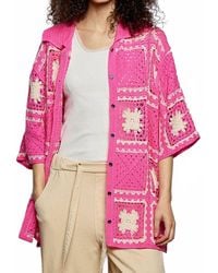 Pol - Button Collar Granny Square Crochet Shirt Top - Lyst