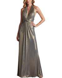 Tadashi Shoji - Mona Pleated Metallic Halter Gown - Lyst