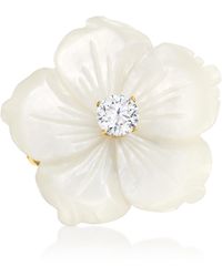 Ross-Simons - Italian Mother-Of-Pearl And Cz Flower Ring - Lyst