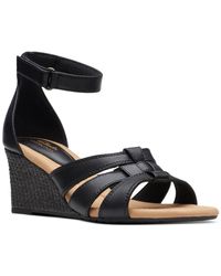 Clarks - Kyarra Joy Leather Ankle Strap Wedge Sandals - Lyst
