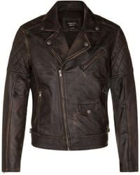 Infinity Leather - Cross Zip Leather Biker Jacket - Lyst