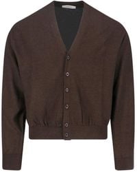 Lemaire - Twisted V-Neck Wool Blend Cardigan - Lyst