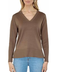 Metric Knits - V-Neck Pullover Sweater With Rib Sleeve - Lyst
